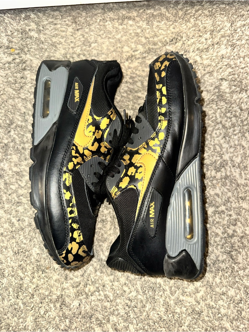 Nike Black & Yellow Leopard Print Air Max Sneakers
